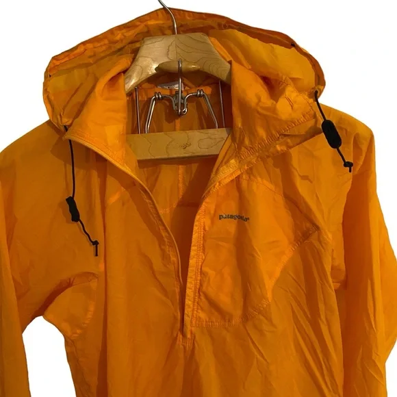 Patagonia Dragonfiy Ultralight Hiking Shell Mens S Orange Anorak Pullover 24020 - Picture 6 of 9